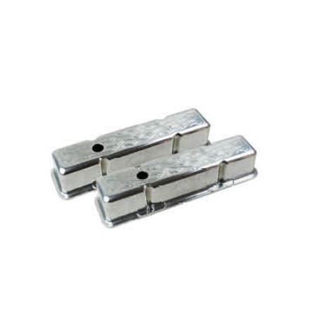 Bous Performance Tall Aluminum Flame Valve Cover with Hole for 1958-1986 SBC, Chrome E41009C